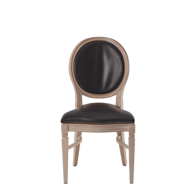 Chandelle Chair in Ivory with Brown Seat Pad