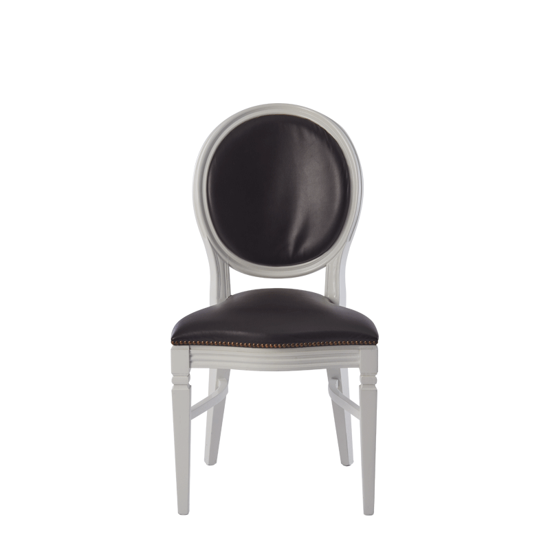 Chandelle Chair in White with Brown Seat Pad