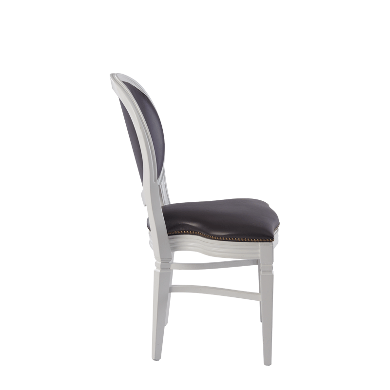 Chandelle Chair in White with Brown Seat Pad