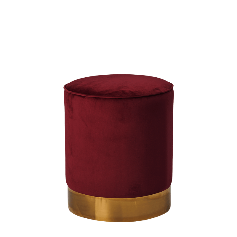 Hollywood Ottoman in Burgundy Velvet