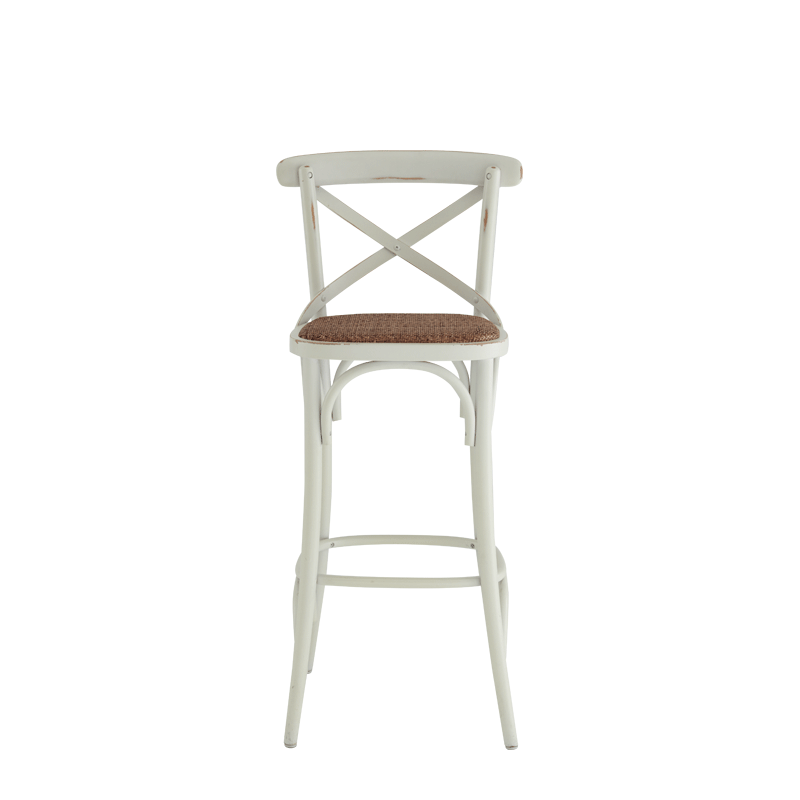 Coco Bar Stool in White with Cane Work Seat Pad