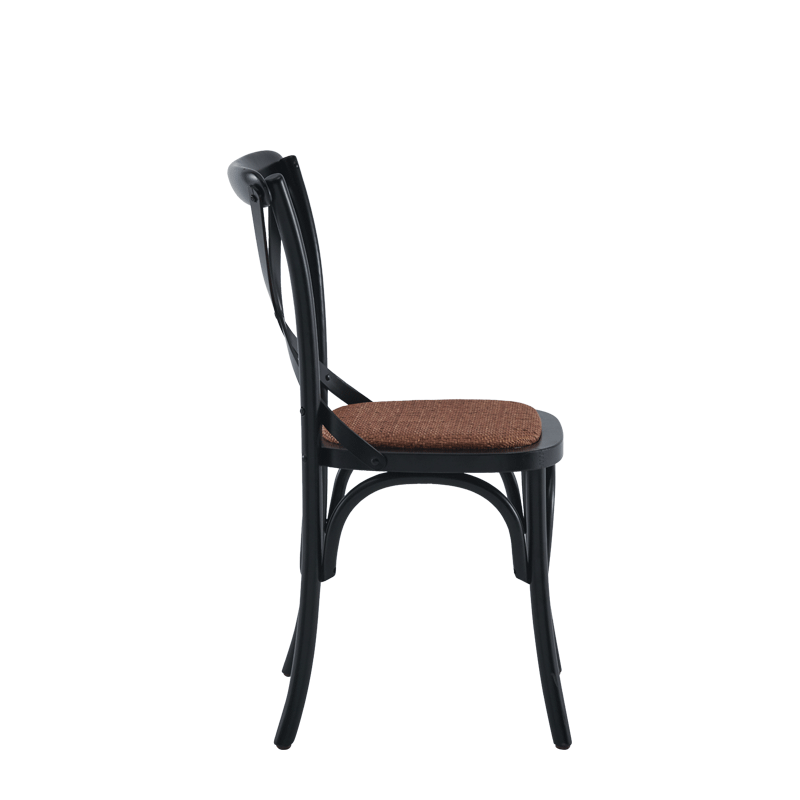 Coco Chair in Black with Cane Work Seat Pad