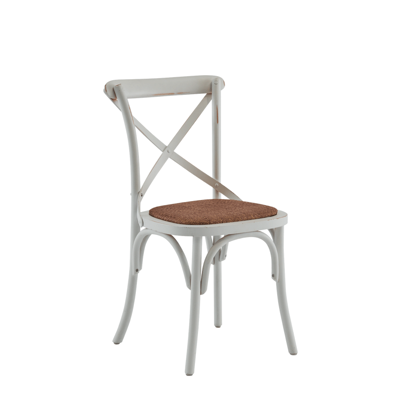 Coco Chair in White with Cane Work Seat Pad