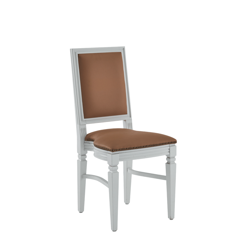 CKC Chair in White with Caramel Seat Pad