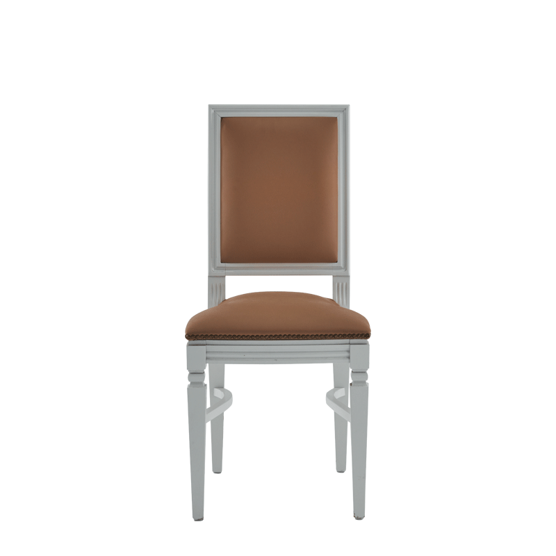 CKC Chair in White with Caramel Seat Pad