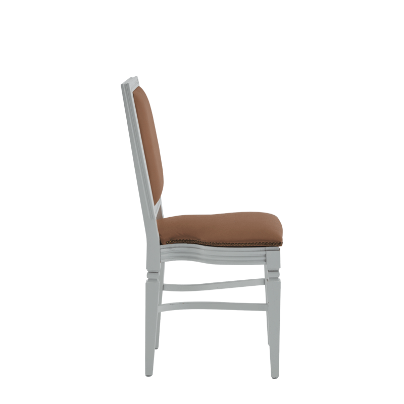 CKC Chair in White with Caramel Seat Pad