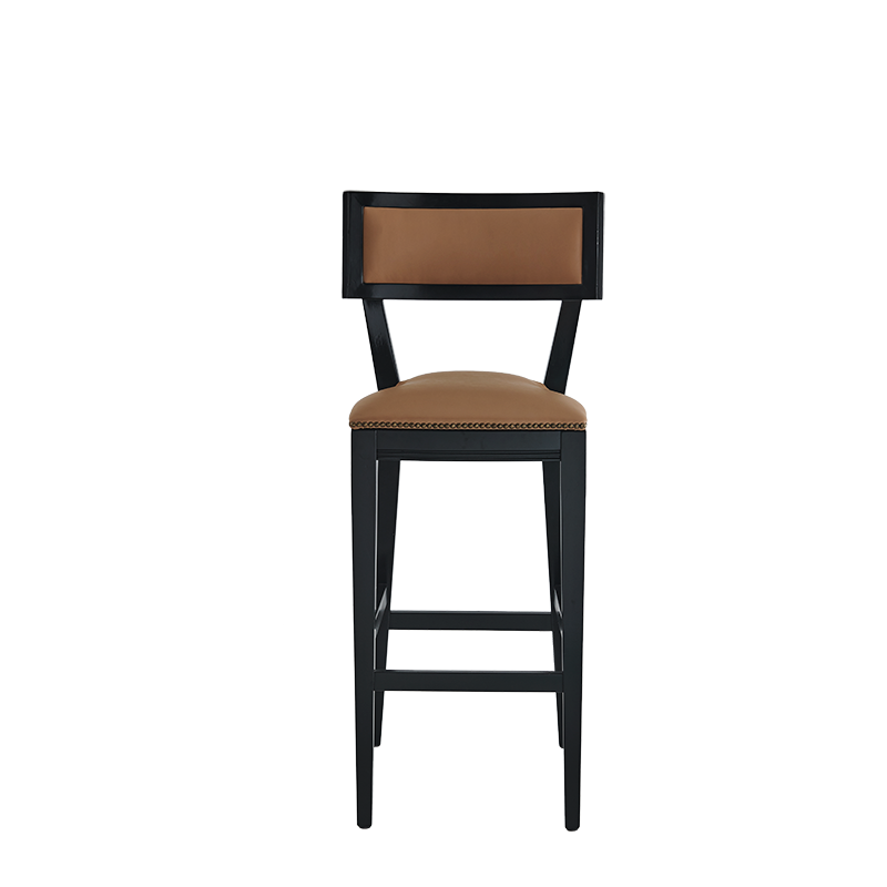 The Bogart Bar Stool in Black with Caramel Seat Pad