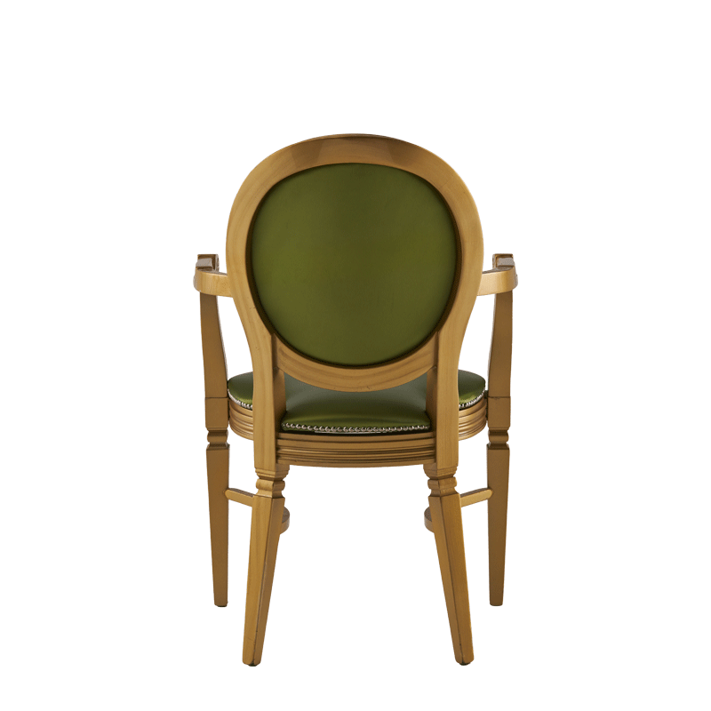 Chandelle Armchair in Gold with Chartreuse Green Seat Pad