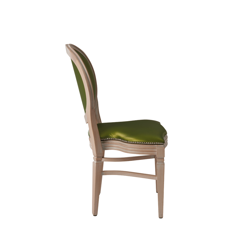 Chandelle Chair in Ivory with Chartreuse Green Seat Pad