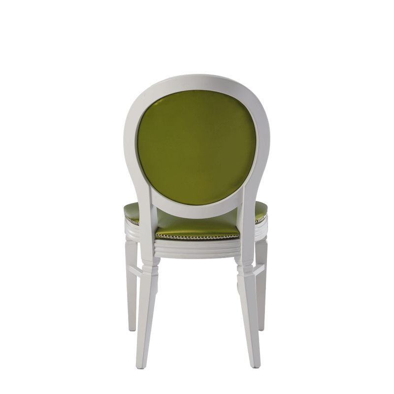 Chandelle Chair in White with Chartreuse Green Seat Pad