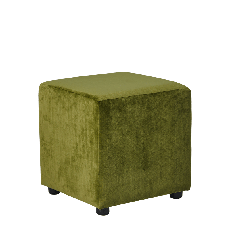 Rochelle Square Ottoman in Chartreuse Green Velvet