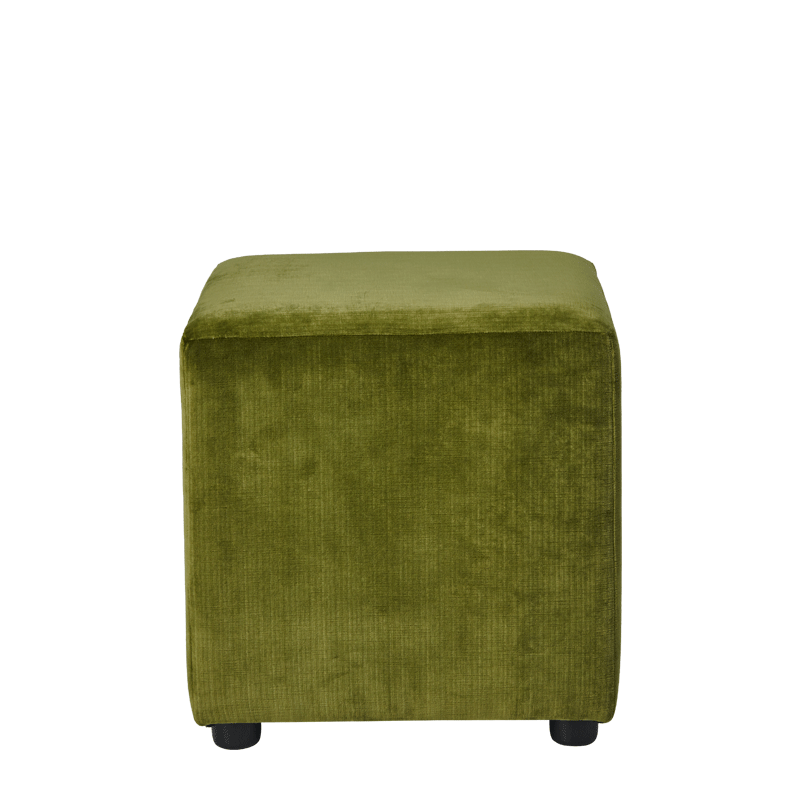 Rochelle Square Ottoman in Chartreuse Green Velvet