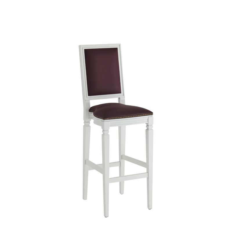 CKC Bar Stool in White with Claret Wine Seat Pad