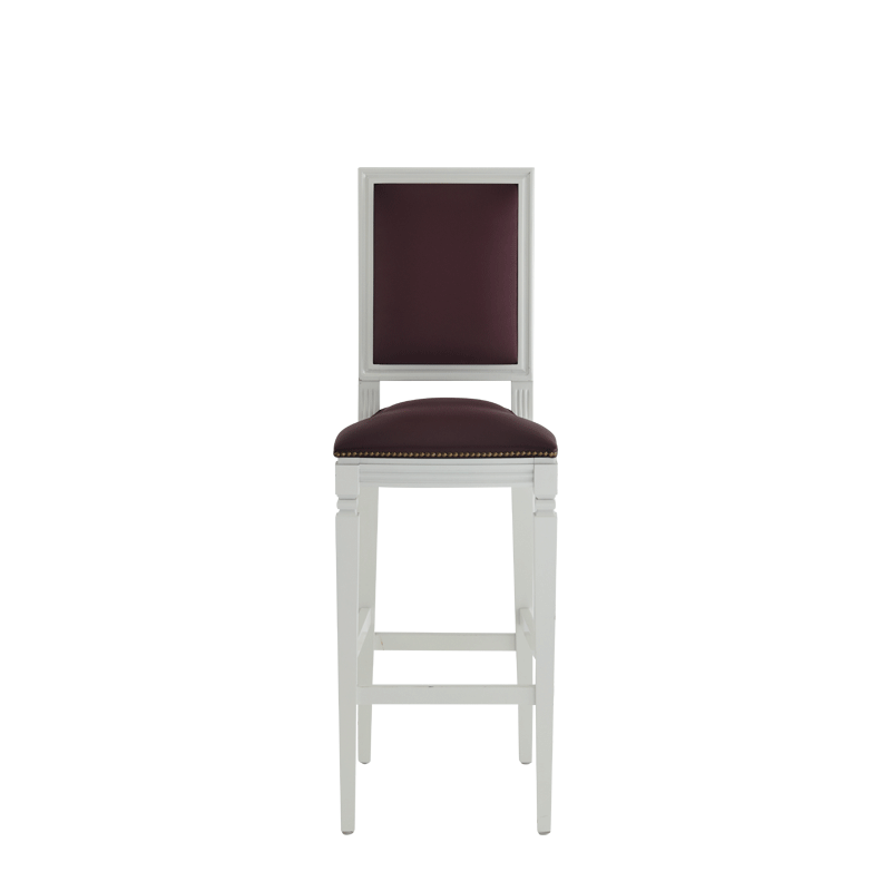 CKC Bar Stool in White with Claret Wine Seat Pad