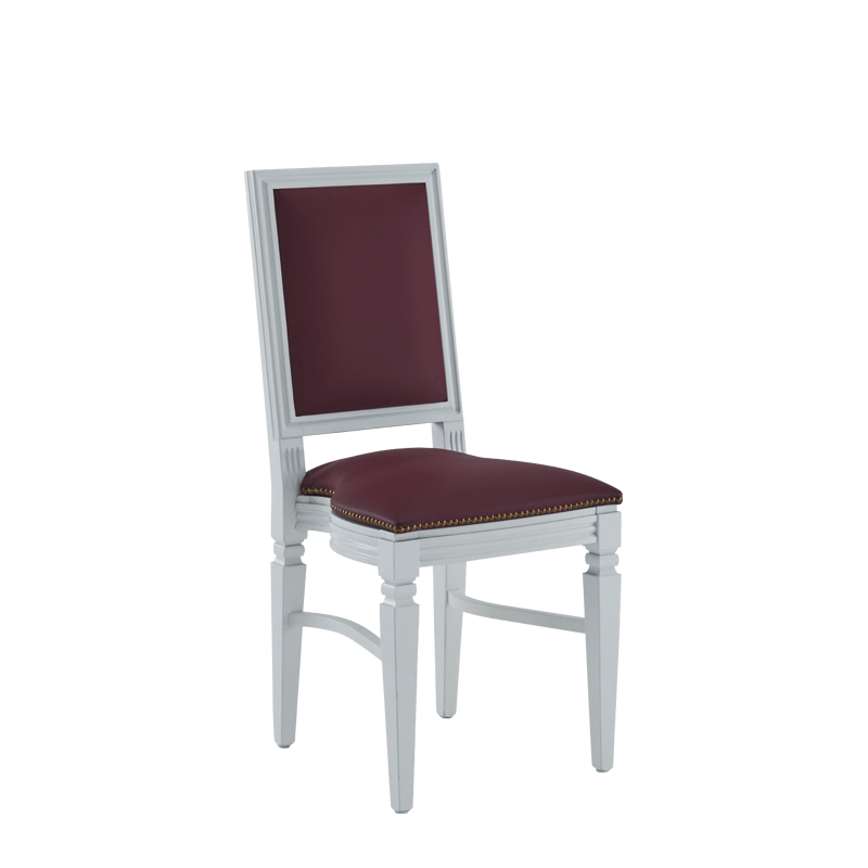 CKC Chair in White with Claret Wine Seat Pad