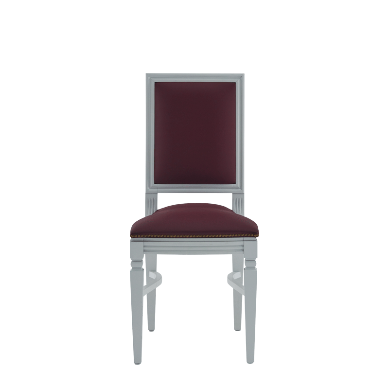 CKC Chair in White with Claret Wine Seat Pad
