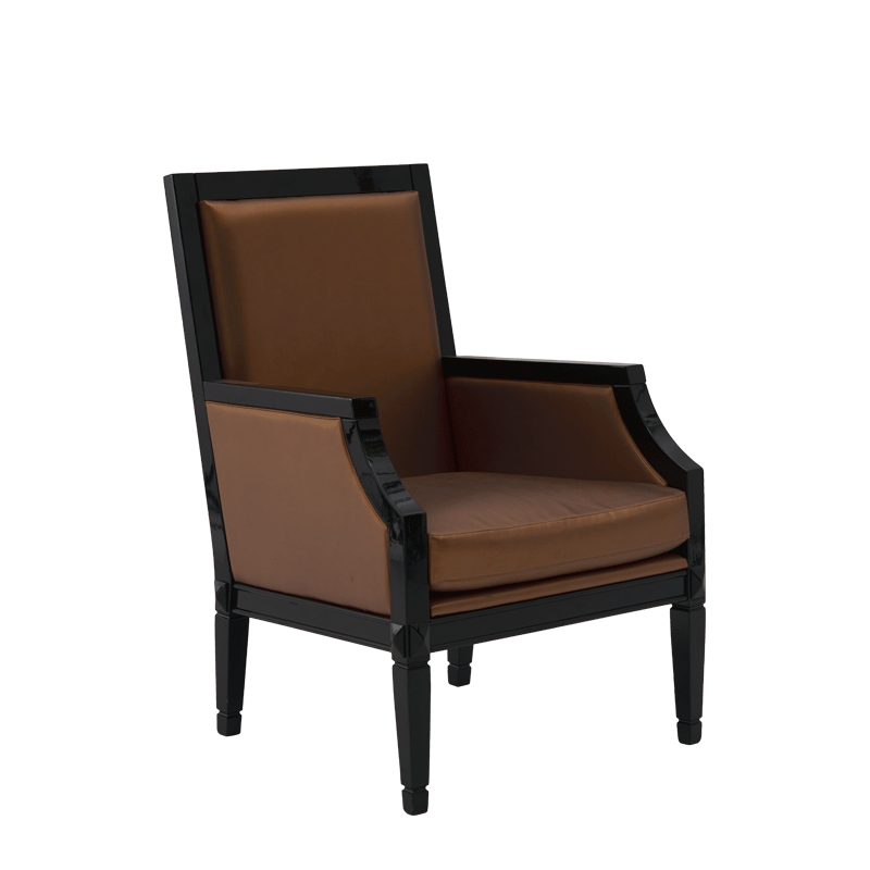 Havana Armchair in Black with Copper Seat Pad