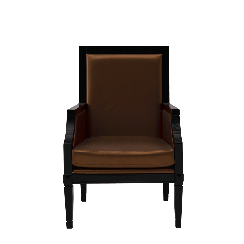 Havana Armchair in Black with Copper Seat Pad