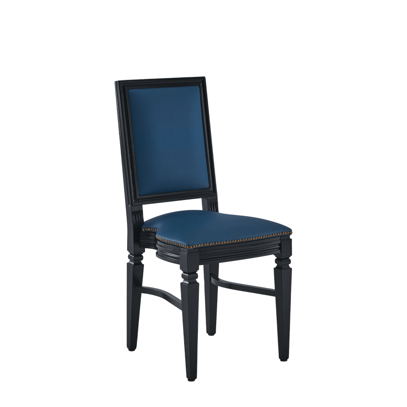 CKC Chair in Black with Cornflower Blue Seat Pad