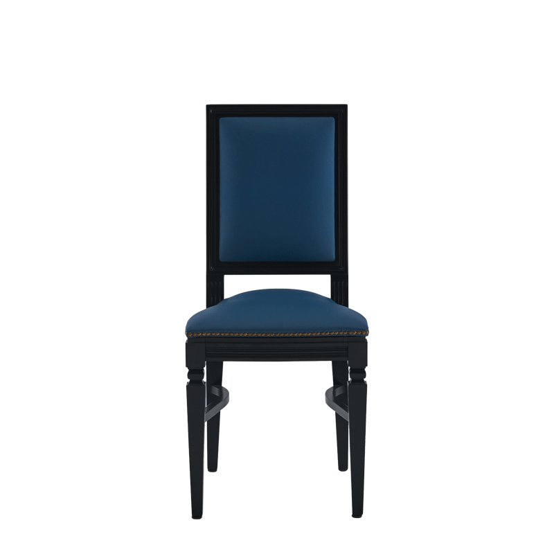 CKC Chair in Black with Cornflower Blue Seat Pad