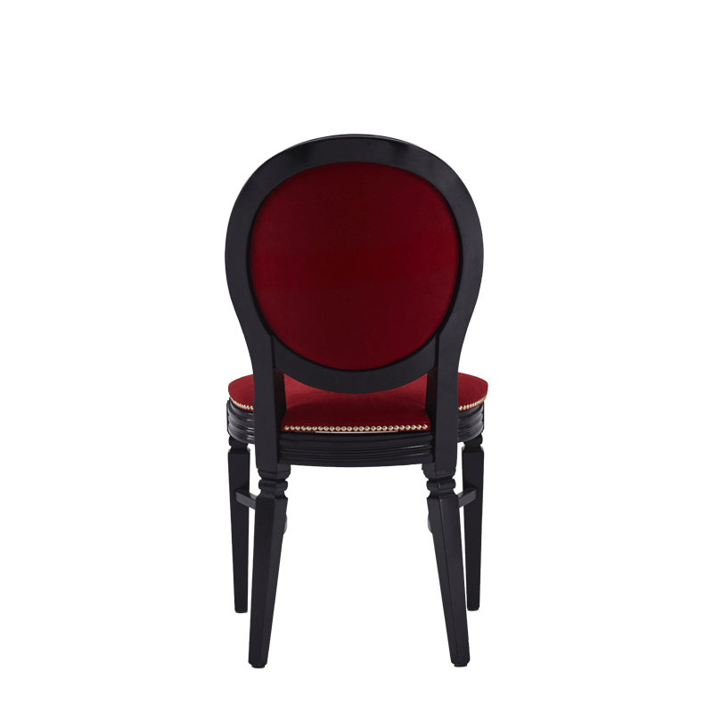 Chandelle Chair in Black with Crimson Red Velvet Seat Pad