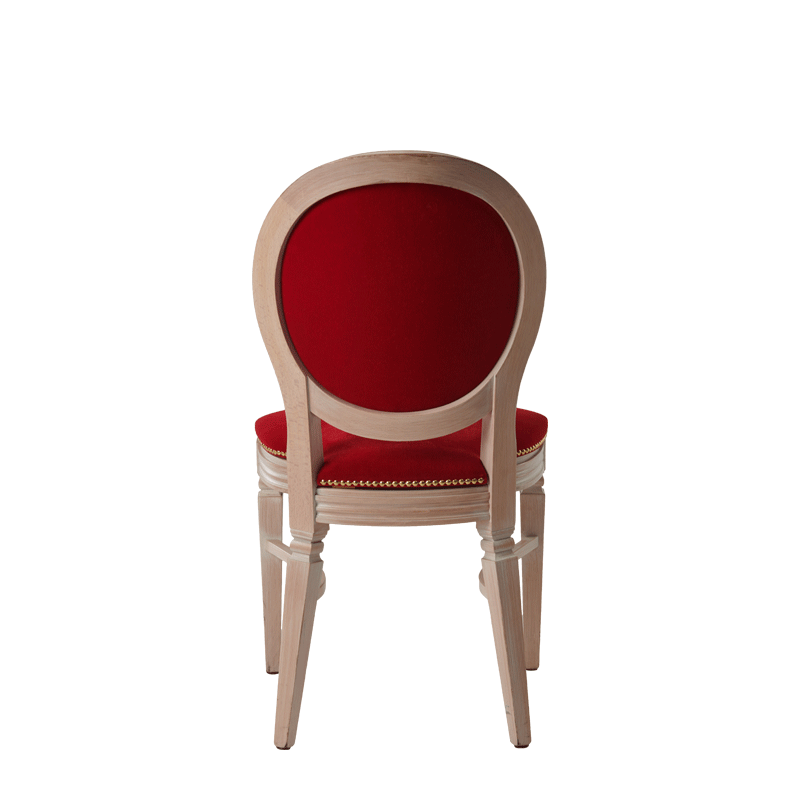 Chandelle Chair in Ivory with Crimson Red Velvet Seat Pad