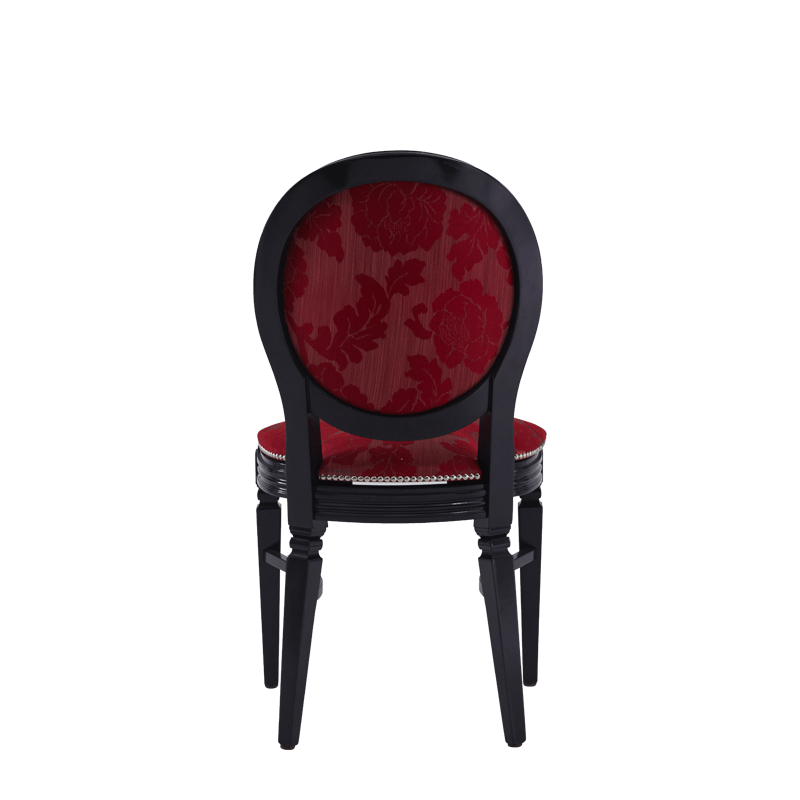 Chandelle Chair in Black with Damask Bordeaux Seat Pad