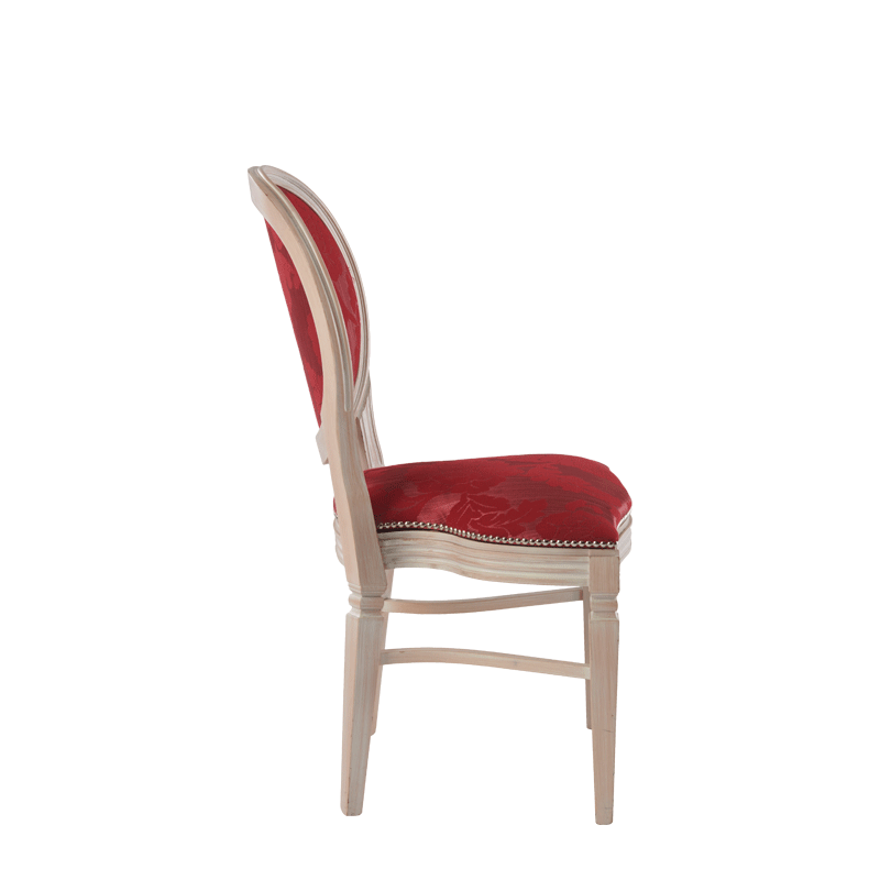 Chandelle Chair in Ivory with Damask Bordeaux Seat Pad