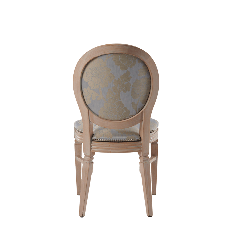 Chandelle Chair in Ivory with Damask Moonshine Seat Pad