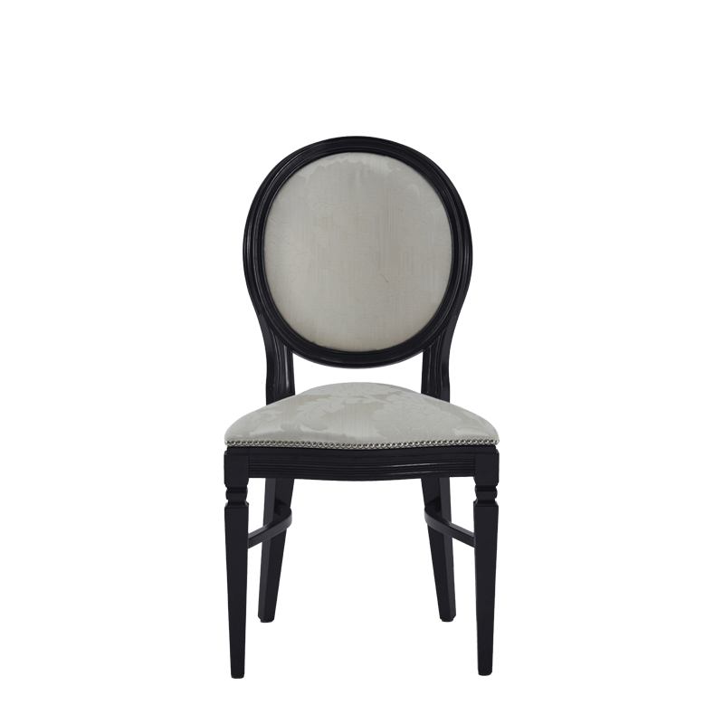 Chandelle Chair in Black with Damask Vanilla Seat Pad