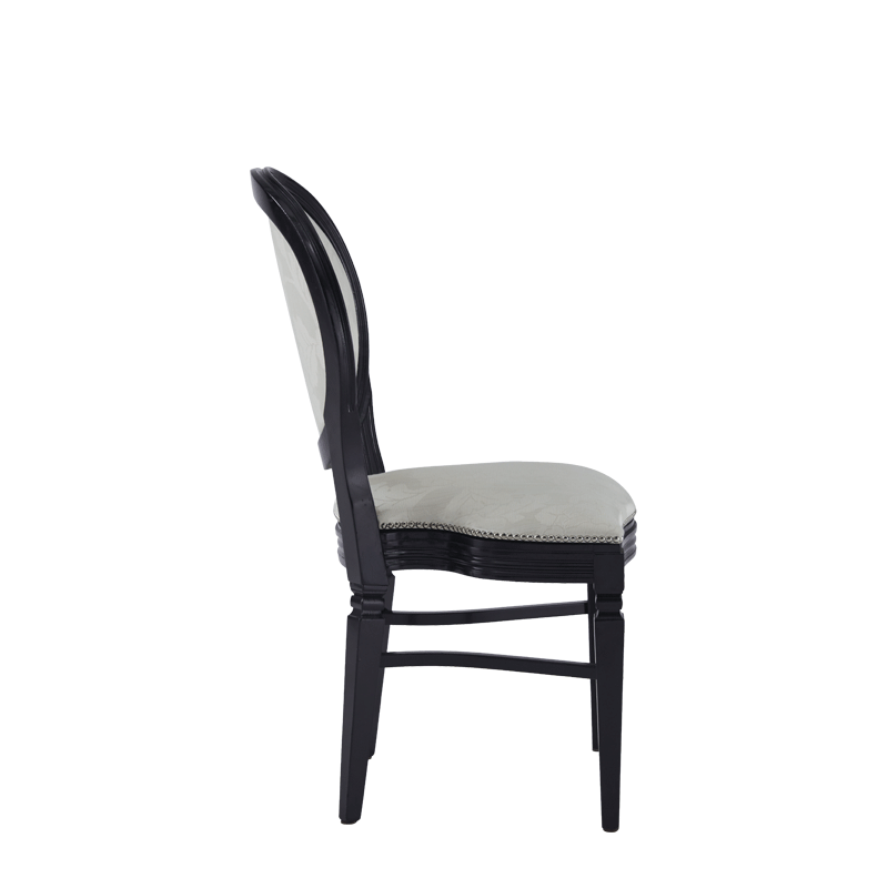 Chandelle Chair in Black with Damask Vanilla Seat Pad