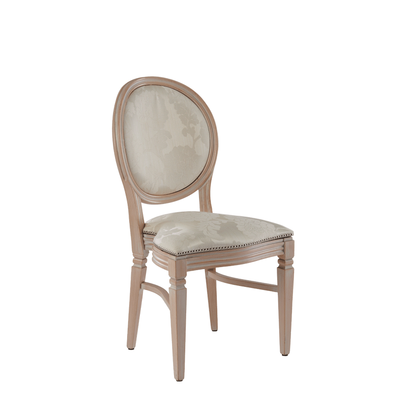 Chandelle Chair in Ivory with Damask Vanilla Seat Pad