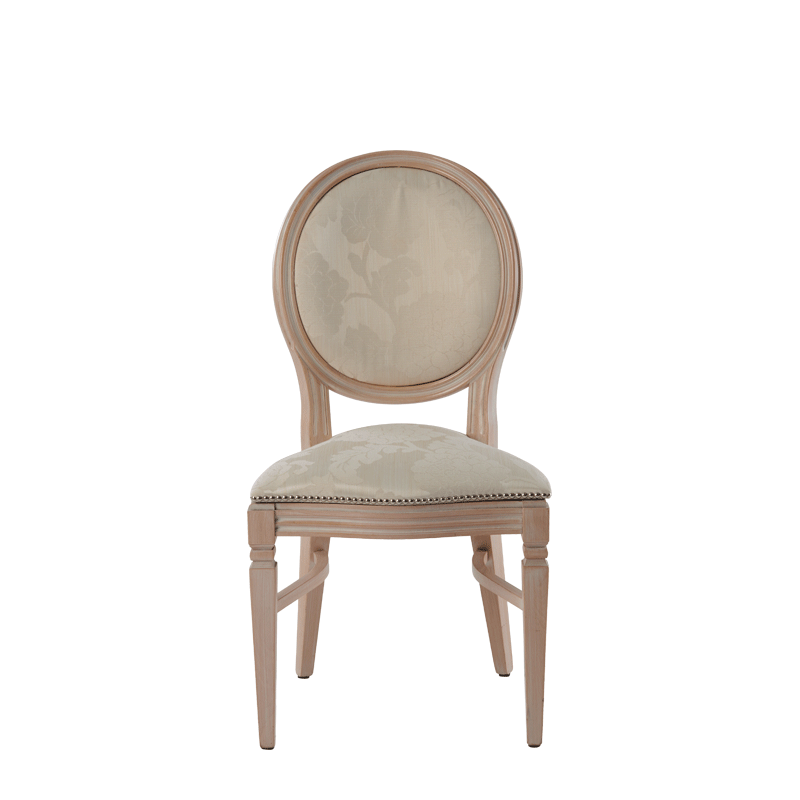Chandelle Chair in Ivory with Damask Vanilla Seat Pad