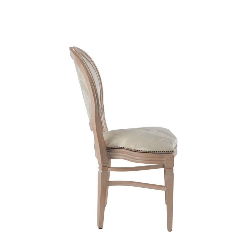 Chandelle Chair in Ivory with Damask Vanilla Seat Pad