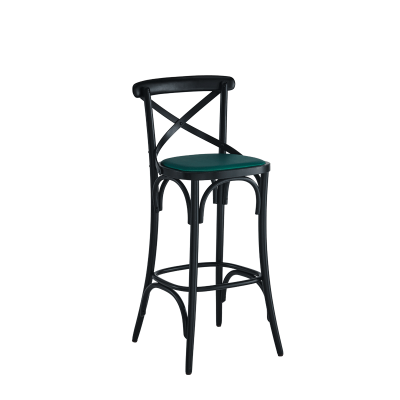 Coco Bar Stool in Black with Emerald Seat Pad