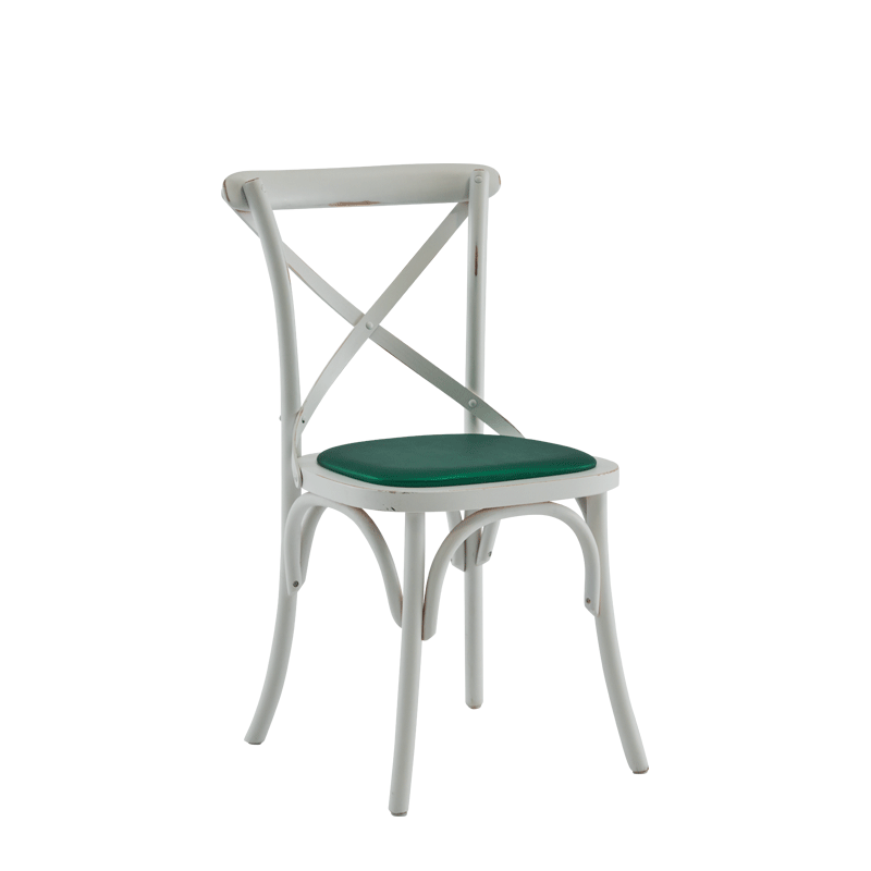 Coco Chair in White with Emerald Seat Pad