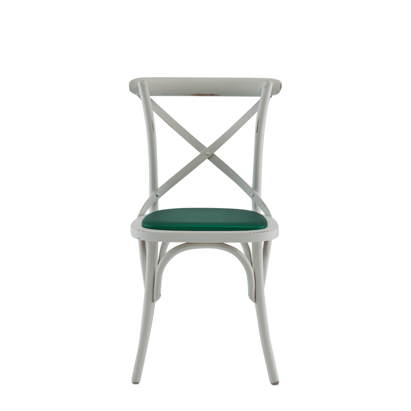 Coco Chair in White with Emerald Seat Pad