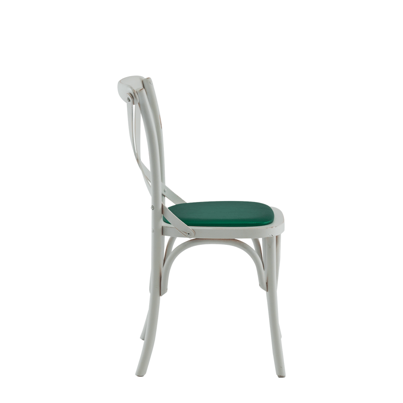 Coco Chair in White with Emerald Seat Pad