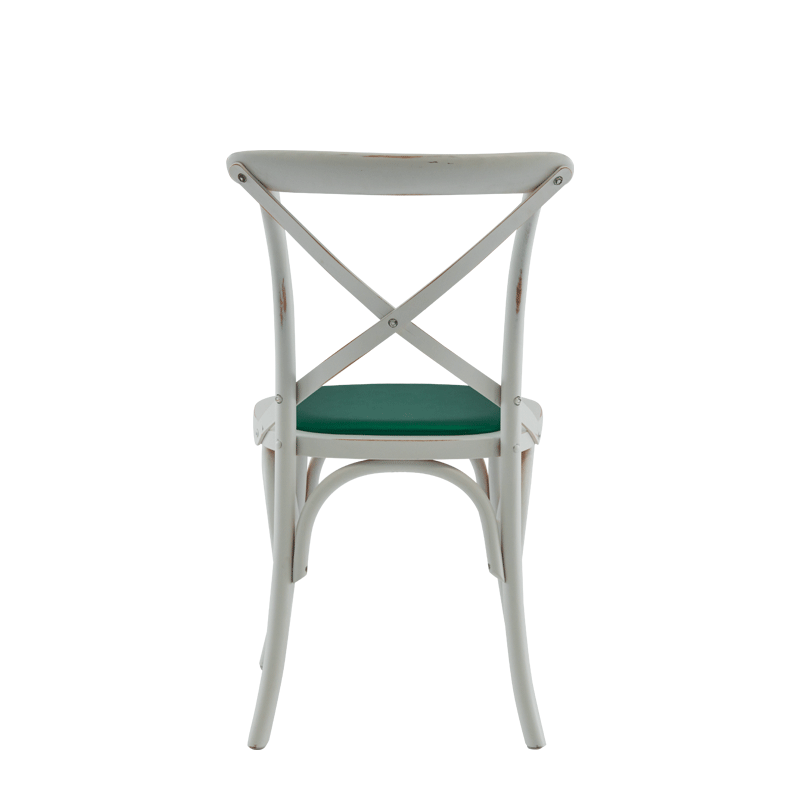 Coco Chair in White with Emerald Seat Pad