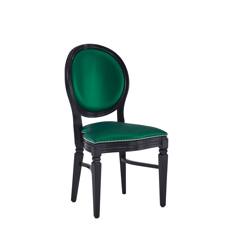 Chandelle Chair in Black with Emerald Green Seat Pad