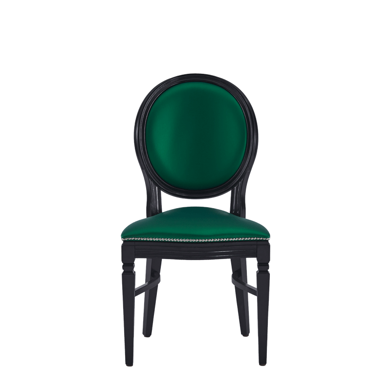 Chandelle Chair in Black with Emerald Green Seat Pad