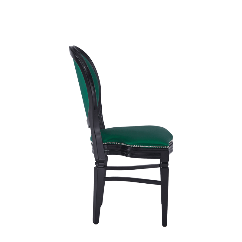Chandelle Chair in Black with Emerald Green Seat Pad
