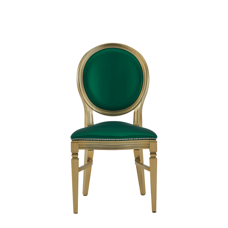 Chandelle Chair in Gold with Emerald Green Seat Pad