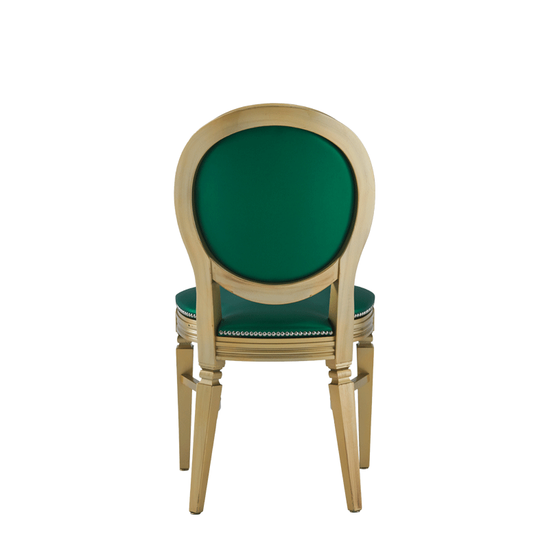 Chandelle Chair in Gold with Emerald Green Seat Pad