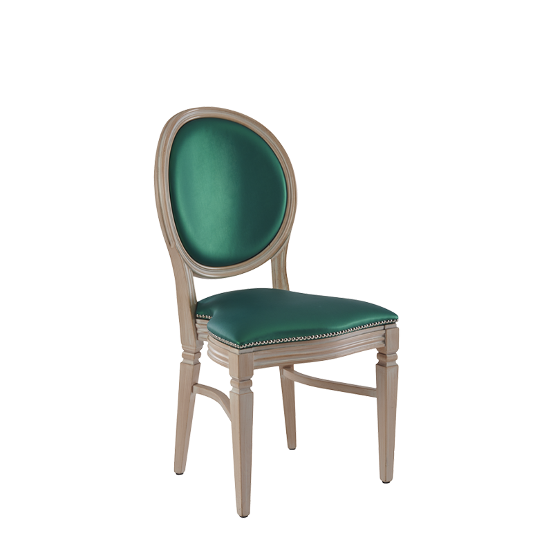 Chandelle Chair in Ivory with Emerald Green Seat Pad