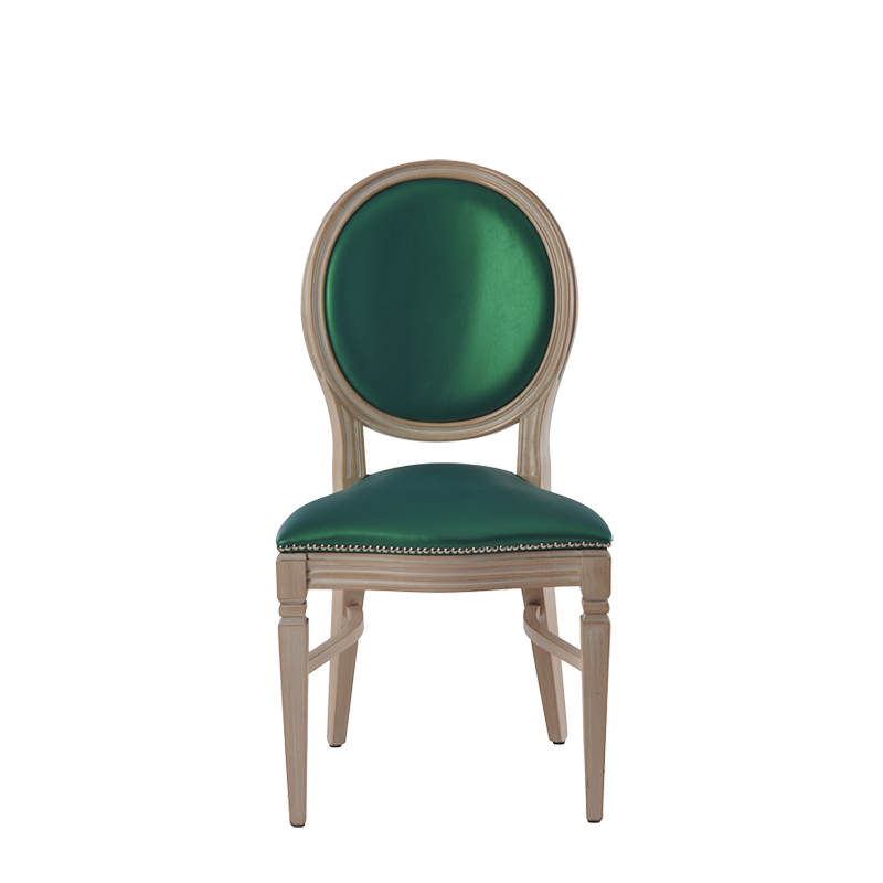 Chandelle Chair in Ivory with Emerald Green Seat Pad