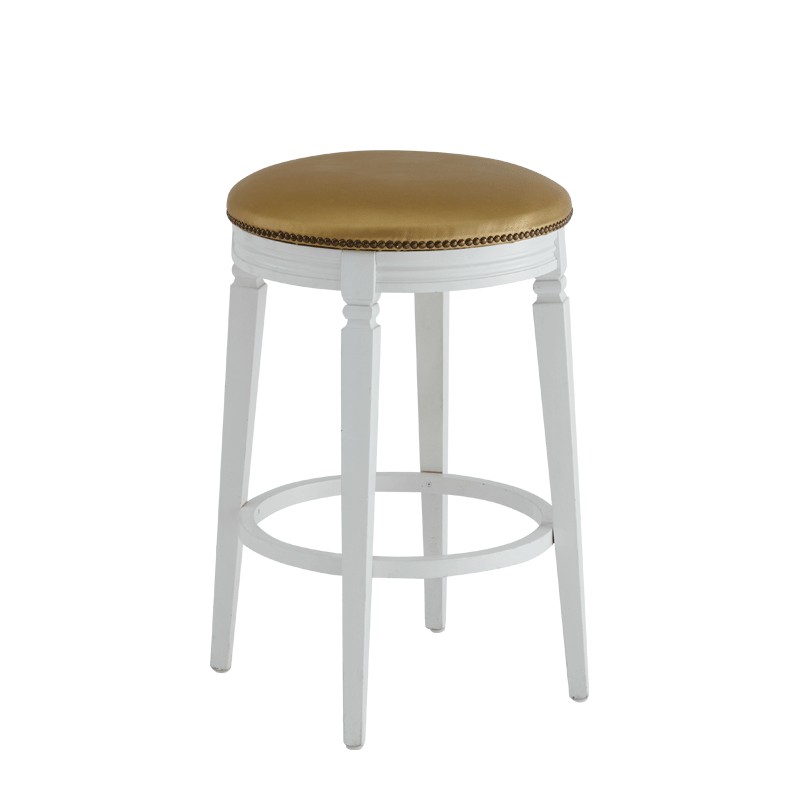 Beli Bar Stool White with Gold Seat Pad