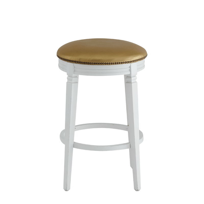 Beli Bar Stool White with Gold Seat Pad