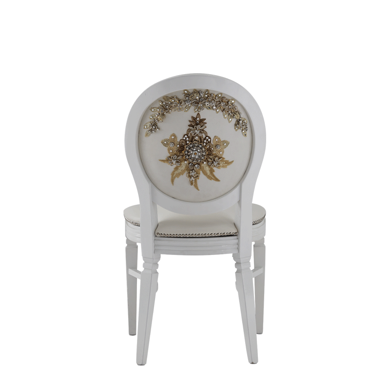 Chandelle Chair in White with Anastasia Collection Seat Pad Cold