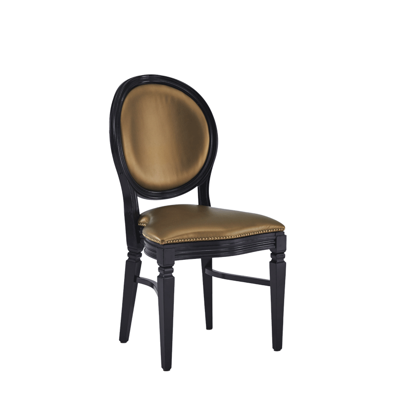 Chandelle Chair in Black with Gold Seat Pad